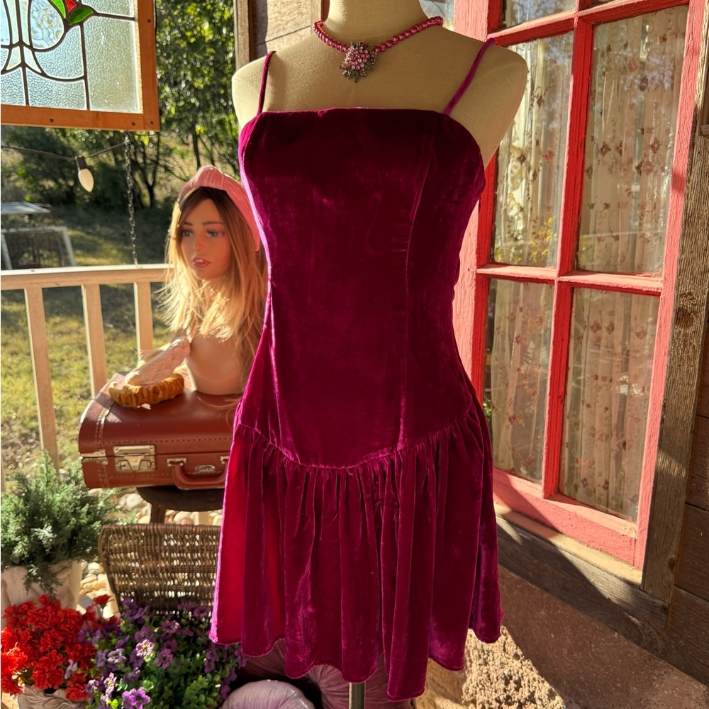 Maeve Drop-Waist Velvet Mini Dress